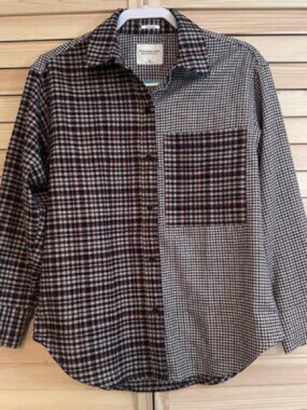 Abercrombie Women’s Two-Tone Brown & White oversized button up flannel shirt